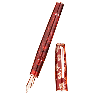 TSAMSA Hongdian N8 Resin Fountain Pen Red Acrylic Maple Leaf image