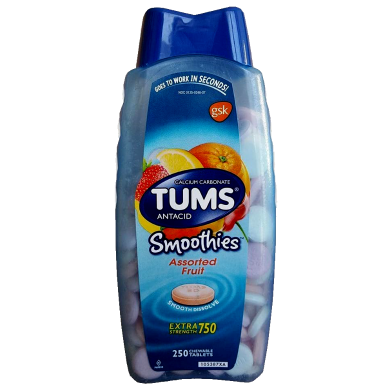 Tums Antacid Extra Strength Smoothies Assorted Fruit 250 Chewable Tablets image