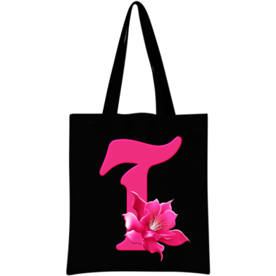 T -Alphabet Flower Canvas Tote Shoulder Bag With Zipper image