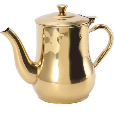 Tea Kettle, 500ml Stainless Steel Teapot with Mesh Filter, Cold Water Pot for Coffee Tea Beverages, Coffee Kettle for Home Restaurant (Gold) image
