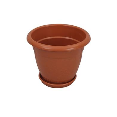 Tel Modern Flower Tub 8inch 3L With Tray Brown - 861350 image