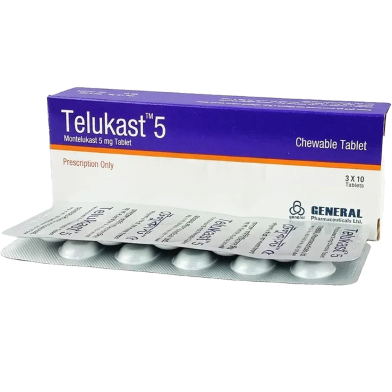 Telukast5 mg Chewable 10's Strip Tablet image