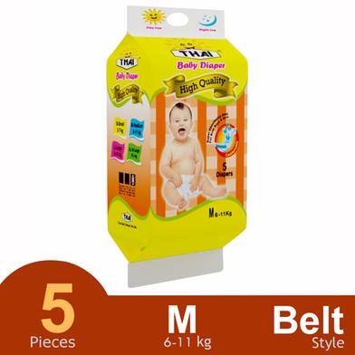 Thai Belt System Baby Diapers (M Size) (6-11kg) (5pcs) image