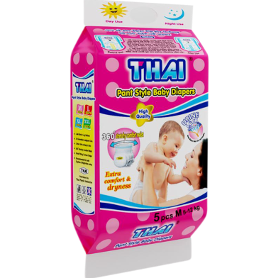 Thai Pant System Baby Diapers (M Size) (5-12kg) (5pcs) image