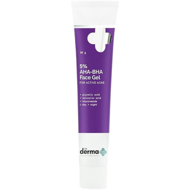 The Derma Co 5percent AHA BHA Face Gel - 30g | Acne-Fighting Exfoliant for Clear, Smooth Skin -325607432 image