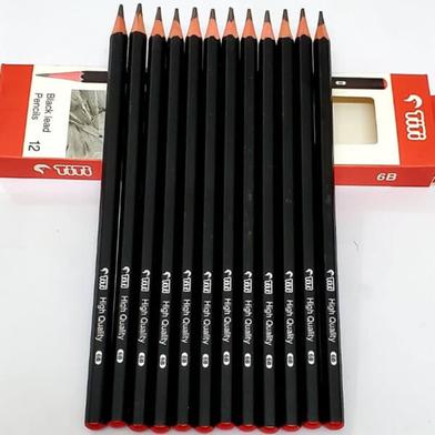 Joytiti Artist Drawing Black Lead Pencils 6B 12 Pencils/Box image