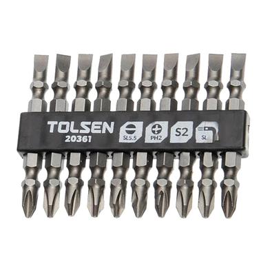 Tolsen 10 Pcs Double End Screwdriver Bits Set Industrial Quality with Magnet image