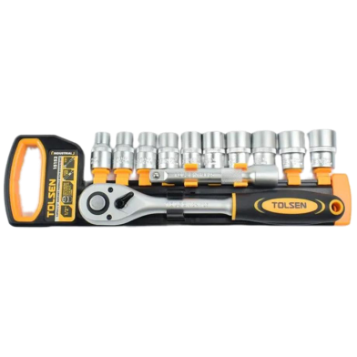 Tolsen 12 Pcs 3/8 inch Ratchet Handle with Socket Set Industrial Series image