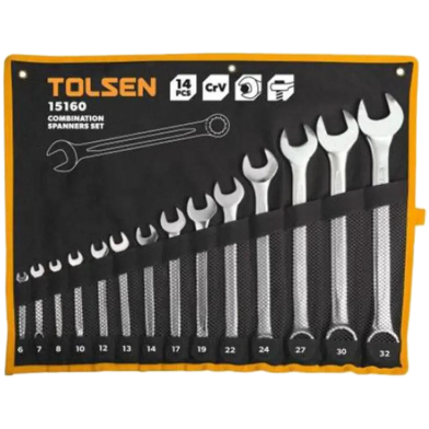 Tolsen 12 Pcs Double Open End Spanner Set 6mm - 32mm image