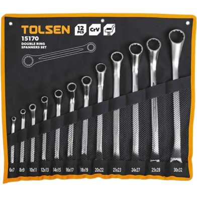 Tolsen 12 Pcs Double Ring End Spanner Set 6 × 7 - 30 x 32 mm image