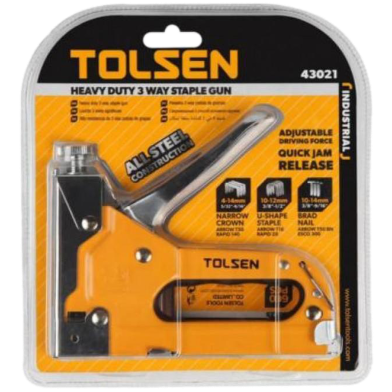Tolsen 3-Way Stapler 4-14mm Heavy Duty for Wood Plywood chipboard image