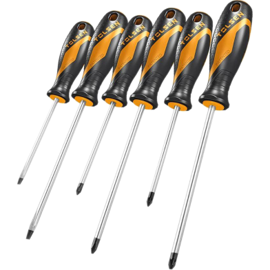 Tolsen 6Pcs Anti-Slip Grip Magnetized Flat Phillips Pozidrive Screwdriver Set image