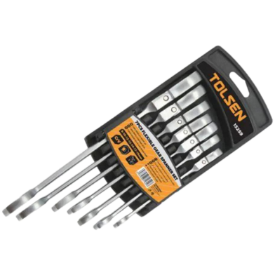 Tolsen 7 Pcs Flexible Head Combination Ratchet Spanner 8 - 19mm Set image