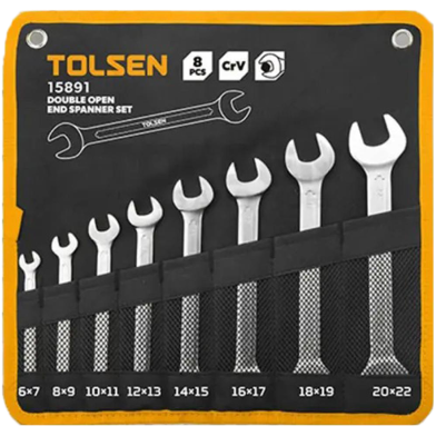 Tolsen 8 pcs Double Open End Spanner 6 ×7 - 20 x 22mm image