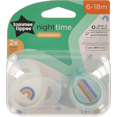 Tommee Tippee Closer To Nature Night Soother 6-18 Months, Pack of 2 image