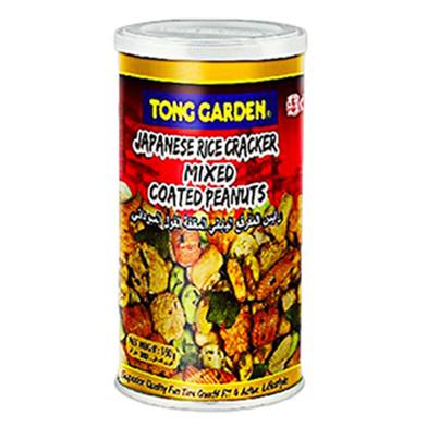 Tong Garden Japanese Rice Cracker Mixed Coted Peanuts Tall Can - 150gm image