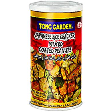 Tong Garden Japanese Rice Cracker Mixed Coted Peanuts Tall Can - 150gm image