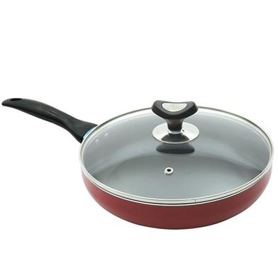 Topper Non Stick Glamour Fry Pan With Lid Red- 24 Cm image