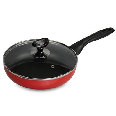Topper Non Stick Glamour Fry Pan With Lid Red- 22 Cm image