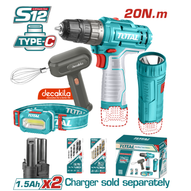 Total TOSLI23115 Lithium-Ion cordless Combo Kit (12V) 4 Pcs image