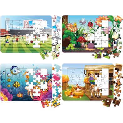 Town Store Mixed Series 1 - 24 Pieces Jigsaw Puzzles Duplex Paper Board for Kids Educational Brain Teaser Boards Toys (4 Packs) image