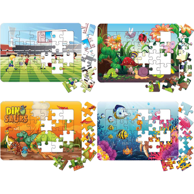 Town Store Mixed Series 2 - 24 Pieces Jigsaw Puzzles Duplex Paper Board for Kids Educational Brain Teaser Boards Toys (4 Packs) image