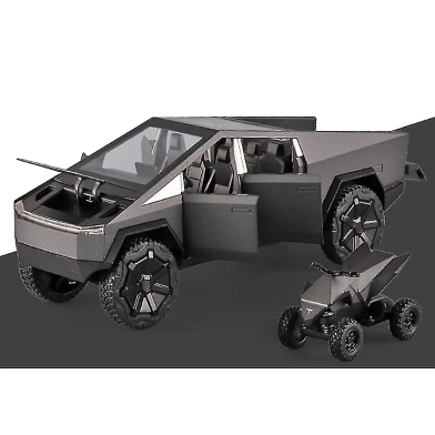 Toy Car 1:24 Tesla Cybertruck Pickup With Motorcycle, Sound and Light Simitation Cars image