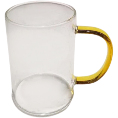 Transparent Glass Mug With Colored Handle Yellow image
