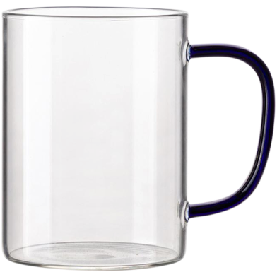 Transparent Glass Mug With Colored Handle Blue (Copy) image