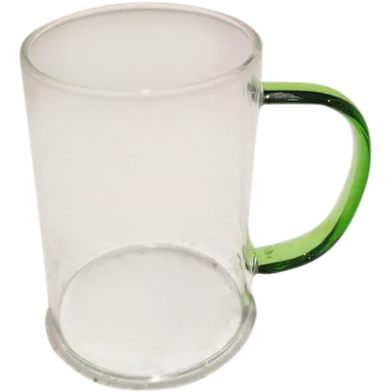 Transparent Glass Mug With Colored Handle Green image