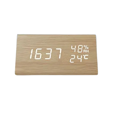 Triangle Wooden Style Digital LED Clock-Light Wood Color image