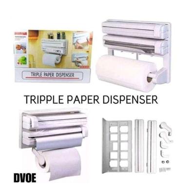 Triple Paper Dispenser For Kitchen Roll, Cling Film And Aluminum Foil 3 In 1 image