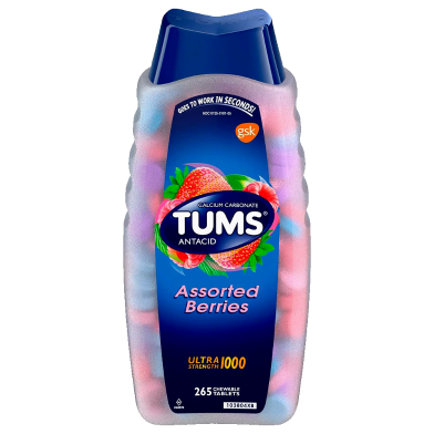 Tums Antacid Calcium Carbonate Ultra Strength Assorted Berries 265 Chew Tablets image