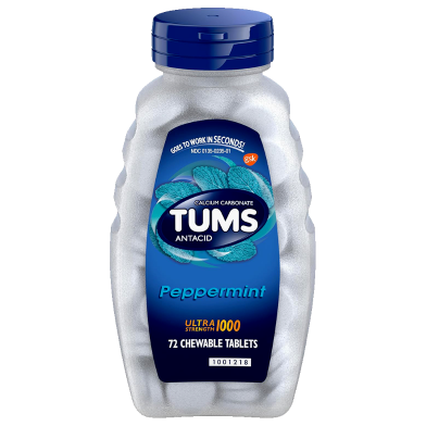 Tums Ultra Strength 1000 Peppermint Antacid Chewable - 72 Tablets image