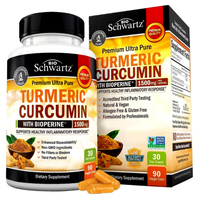 Turmeric Curcumin With Black Pepper Extract 1500mg High Absorption Ultra Potent Turmeric Supplement With 95 Percent Curcuminoids And Bioperine - 90 Capsules -523303411 image