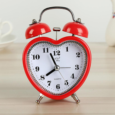 Twin Bell Alarm Table Clock Apple Retro Gonti Red image
