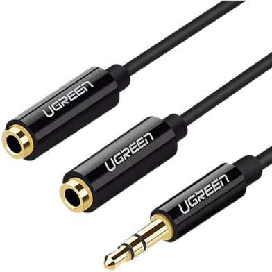 UGREEN 20816 3.5mm Male to 2 Female Audio Cable 20cm (Black) image