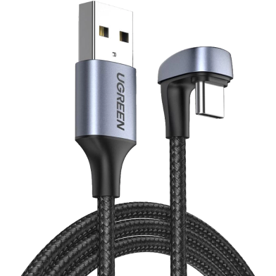 UGREEN 70315 USB2.0-A to Angled USB-C Cable Aluminum Case with Braided 2m (Black) US311