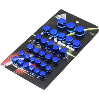Universal 30 Pcs Bolt Screw Cover Cap For Motorbike Ornamental Molding - Blue Color image