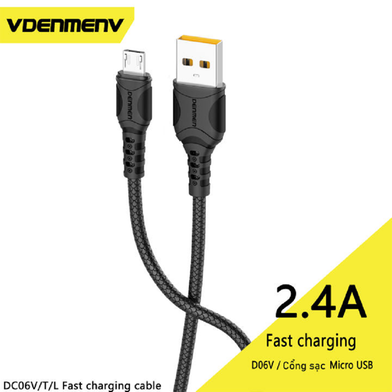 VDENMENV D06V Fast Charging 2.4A Data Cable 1Meter Micro image