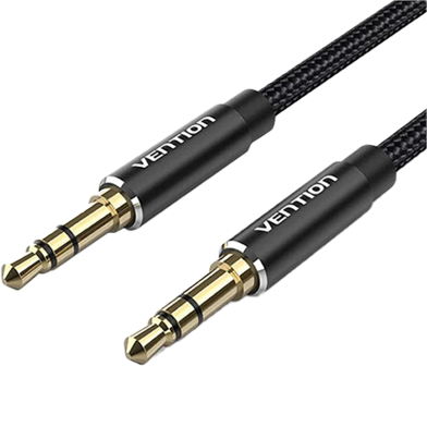 VENTION BAWBI Cotton Braided 3.5mm Male to Male Audio Cable 3M Black Aluminum Alloy Type image