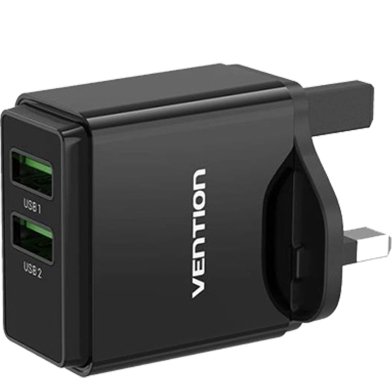 VENTION FBAB0-UK Two-Port USB 18/18W Wall Charger Black image