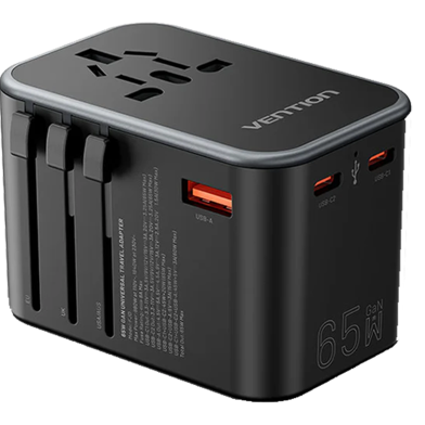 Vention FJDB0 3-Port USB 65W GaN Universal Travel Adapter image