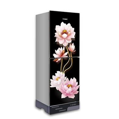 VISION Glass Door Refrigerator RE-142 Liter Lotus Flower Top Mount image