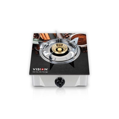 VISION LPG Single Glass Gas Stove Chocolate 3D image