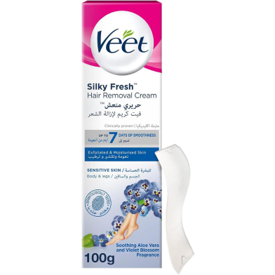 Veet Sensitive Skin Silk and F. Hair Removal Cream 100 ml image