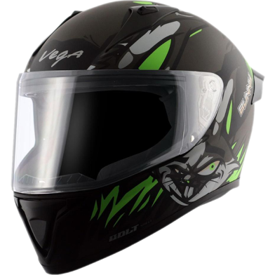 Vega Bolt Bunny Dull Black Green Helmet image