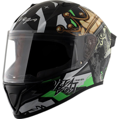 Vega Bolt Crown Men Black Neon Green Helmet image