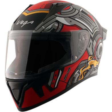 Vega Bolt Superhero Dull Black Red Helmet image