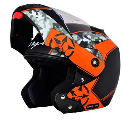 Vega Crux Dx Camouflage Dull Black Orange Helmet image